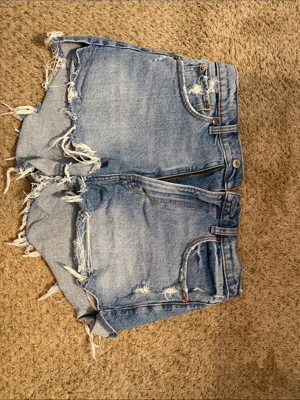 Abercrombie & Fitch Faded Blue Distressed Denim Shorts
